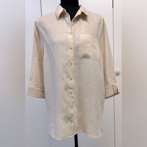 Chico’s Woman’s No-Iron Linen High-Low Shirttail-Hem Tunic – Petite 2P = U.S.12P